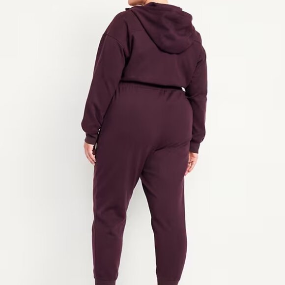 NWT Old Navy 3X Plus Size Boxwood Plum Dynamic Fleece Hooded Jumpsuit - Picture 2 of 7